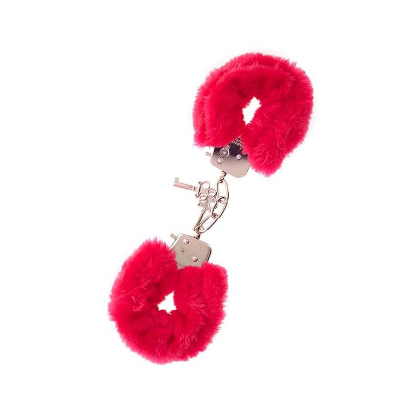 Kajdanki-METAL HANDCUFF WITH PLUSH RED